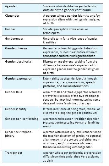 Gender Terminology Table