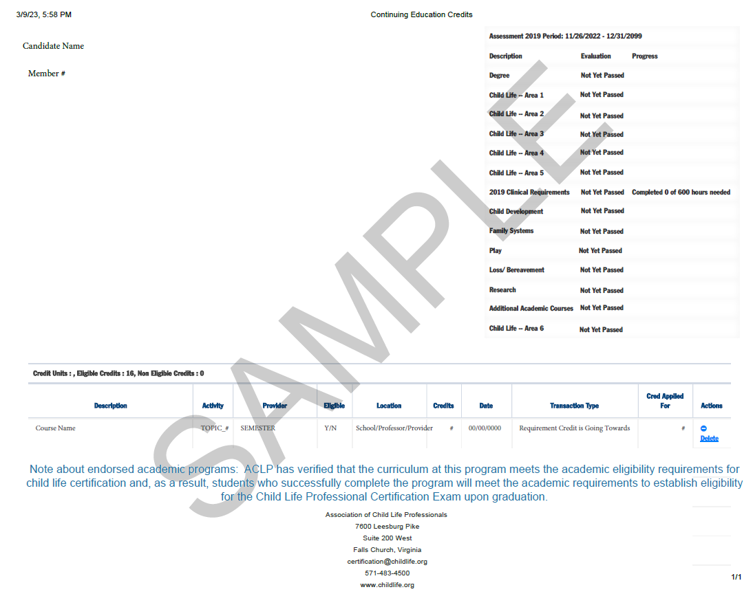 Eligibility Assessment SAMPLE