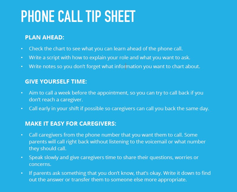 phone call tip sheet